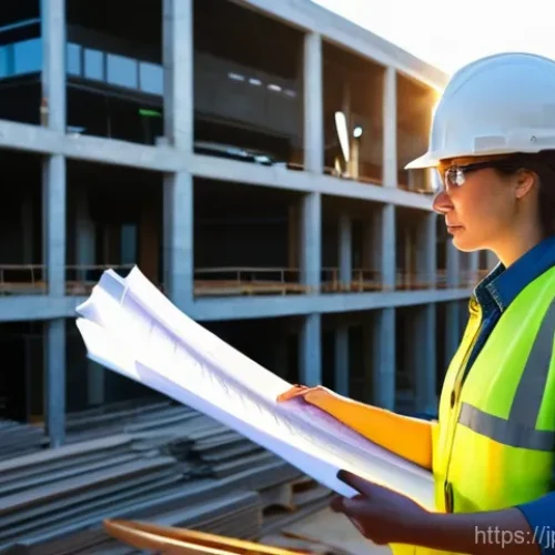 건축사와 프로젝트 관리 사례 - **Prompt 1: Passionate Architect on Site**
    A highly detailed, cinematic shot of a determined fem...