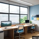 건축사로서의 경력 개발 계획 - A modern architect&rsquo;s workspace featuring a sleek computer displaying detailed BIM (Building Informat...