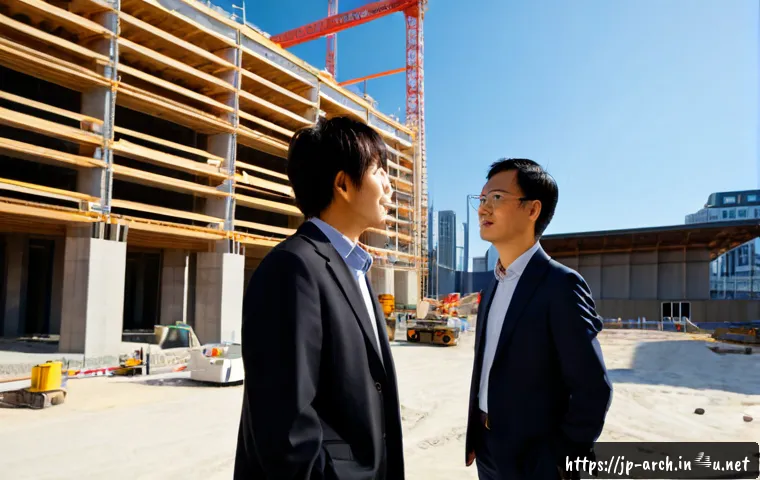 건축분야 해외 취업 성공 사례 - Photorealistic Japanese architect in a smart business-casual outfit standing confidently at a modern...